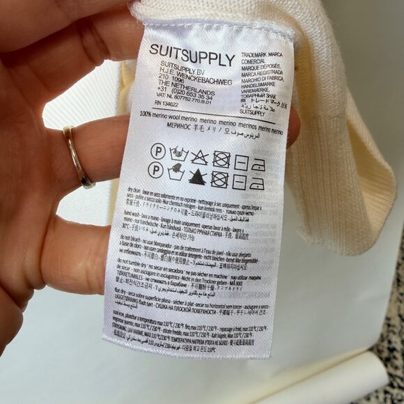 Suitsupply Off-White Merino Wool Turtleneck Sweater Men’s Size L D45 - Picture 9 of 9